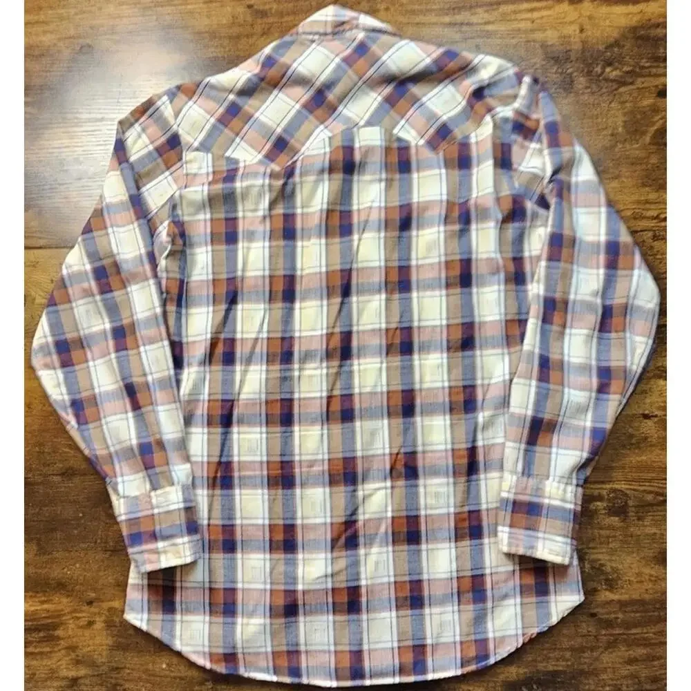 Vintage 70s Levis Saw Tooth Plaid Western‎ Shirt Medium Regular Fit Great Cond